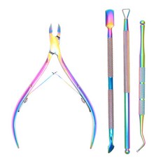 市集風格不鏽鋼美甲工具4件組, 1套, 款式2