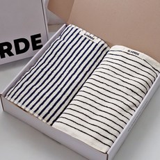 까사베르데 선염 스트라이프 프리미엄 호텔 타월 170g 30수 코마사 2종 x 5p + 선물박스 세트, 블랙, 로얄블루(타월), 화이트 + 블랙(박스), 1세트