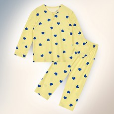 Uni FRIend 男童款心形印花蜜桃絨保暖長袖長褲睡衣套裝