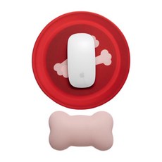 오강리빙 원형 손목 보호 마우스 패드 MF-P10, 레드, 1개