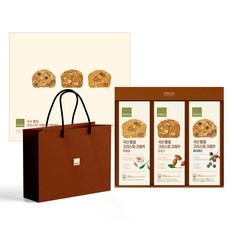 ORGA 韓國產全麥酥脆餅乾3種禮盒組 + 提袋, 綜合莓果 120g + 經典 120g + 無花果 120g, 1套