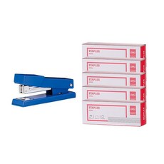 deLi 金屬33針訂書機0423+專用33針39704 5p套組, 藍色（訂書機）, 1套