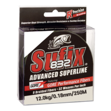 Sufix 832戈爾超級線8編織釣魚線250m, 綠色