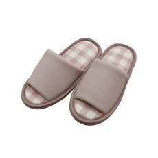 格紋軟底室內拖鞋, 粉色