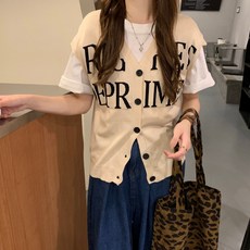 몬드스팟 여성용 레터링 V넥 조끼 MO281