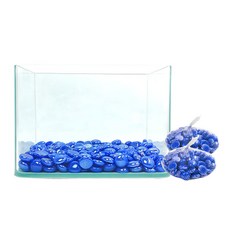 Aquatera 強化玻璃魚缸 TS-18P+藍色琉璃珠 2入, 混色