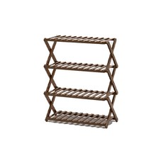 Abade居家室內竹製折疊式鞋架 4層 25*50*61cm, 棕色
