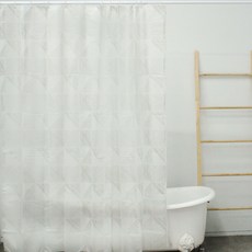 HOMEDAUM 現代銀色條紋格紋EVA FABRIC浴簾, 銀色, 1個, 銀色系