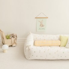 shez Home 動物圖案長枕芯枕套組, 象牙白兔子花花款