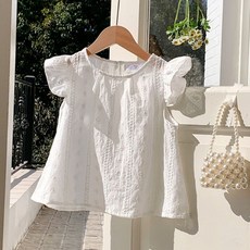 Iyumong 女童透氣 Lumiring 蕾絲荷葉邊短袖上衣