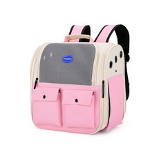 PASTEL PET 寵物雙口袋後背式外出提籠, 粉紅色