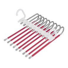 소비르 基本款可折疊9層褲架 白色塑膠掛鉤, 12 紅色, 1個