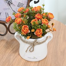 도시정원 미니 드라이 장미 조화 소품, 오렌지, 1개