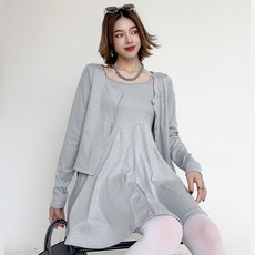 더시럽 여성용 베이직 슬림 미니 원피스 가디건 투피스 빅사이즈 포함