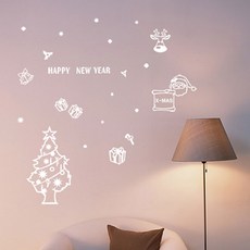 Sheet Nara 聖誕貼紙 2入 WDX-202 夜光雪花樹, 白色