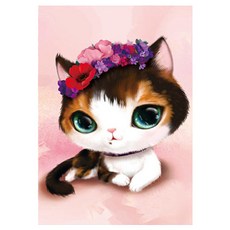 KMELLIE 5D 圓形鑽石畫 DIY 套組 20 x 30 cm, 小貓咪3, 1套