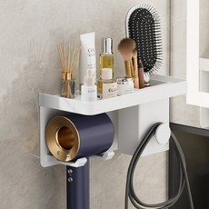 DND DND Market 吹風機收納 浴室層架 一體式置物架, 白色, 1個