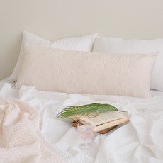 FORHOME 手工 Gelato Duraron 涼感泡泡紗方形長抱枕套, 蜜桃米色