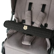 맘스포유 M4U 패브릭 100수 누빔 자수 유모차 안전바 커버, 블랙 다다, 1개