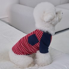 DOG-i 狗狗口袋條紋T恤, 紅色, 1個