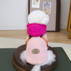 Baosle 狗狗冬季保暖鋪棉背心胸背帶, 粉彩粉, 1個