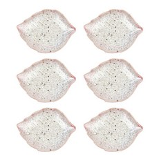 잎새 도자기 작은접시 핑크 세트, 1세트, 접시 6p