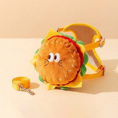 파스텔펫 반려동물 백팩 하네스리드줄 세트, 1세트, 햄버거 1세트, 햄버거