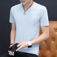 남성용 알럽홈 슬림 브이 반팔티