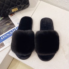 Ob Maison舒適毛絨拖鞋, 1組, 黑色