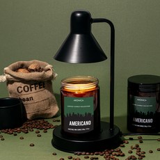 아로니카 캔들워머 + 아로마 커피 캔들 500g + 전구 2p 세트, 블랙(캔들워머), 아메리카노