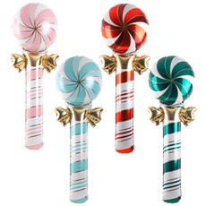 joyparty 鋁箔氣球 聖誕拐杖糖 1.3m 4種套組, 粉紅色, 紅色, 藍色, 綠色, 1套