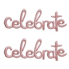 joyparty 英文字母銀箔氣球 celebrate 2入, 玫瑰金, 1個