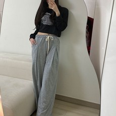 檸檬茶優質3層鬆緊寬鬆運動褲 lknw23071