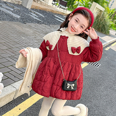 Orenjidamom 女童蝴蝶結針織領A字夾克