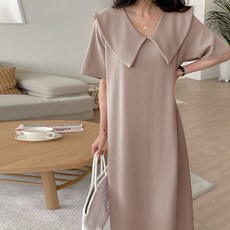 Bori Mom Lulu 大翻領大尺碼夏季孕婦連身裙 R828