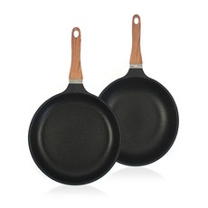 Kitchen-Art 電磁爐適用Ottimo系列單柄鍋具 2入組, 黑色, 平底鍋28cm+平底炒鍋28cm