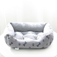 Honey Bubble 狗狗骨頭圖案熟睡方形坐墊, 灰色, 1個