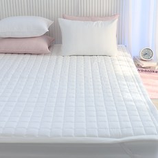 King系列家庭式固定鬆緊帶絎縫防蟎薄墊, 白色