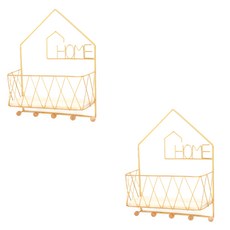 鐵製框架收納兩用壁掛式5鉤 C型 2入 YT_RA1145, 單一顏色