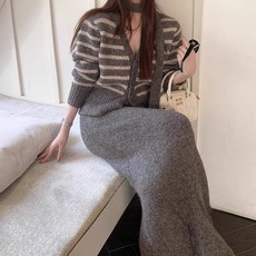 ViVEMO Estelle 條紋針織兩件式套裝 10887