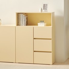 룸앤디 모노 더높은 서랍수납장 800 상부오픈형 방문설치, 버터옐로우, 3단