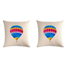 더플로우 둥실 두둥실 떠다니는 열기구 일러스트 리빙홈 쿠션 커버 2p