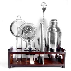 SGS 酒吧用具 + 木製支架組, 混合色, 1套