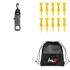 NAYA STYLE 高爾夫球袋 + PE 高爾夫短 T恤 10p + 袋套組 GFYP-136-1+169-3PU, 灰色(高爾夫球袋)+黃色(高爾夫球座)