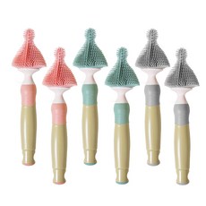 hibee 多功能矽膠奶嘴清洗刷組 3色, 灰色+薄荷色+粉色, 2組