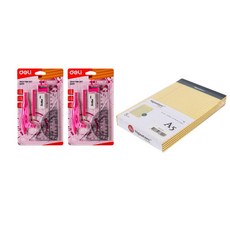deLi 數學教學工具 活頁簿打孔有線檔案筆記本A5黃色5p+學校指南針粉色2p套組30001, 1套