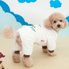 Peanuts狗狗Paris Dog飛行絨毛連身衣+帽子套裝, 白色