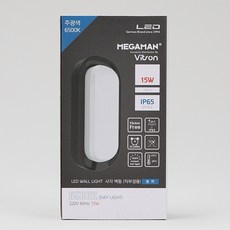 메가맨 비츠온 직부겸용 방수 실내외 타원 벽조명 벽등 15W, 주광색 + 블랙