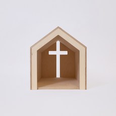 라뜰리에드보아 십자가의 집 원목 반려동물 하우스, 자작나무색, 1개