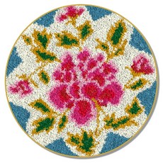 라운드 카페트 러그 DIY 스킬 자수 세트 중국어버전 컬러인쇄메쉬, NO 06, 1세트